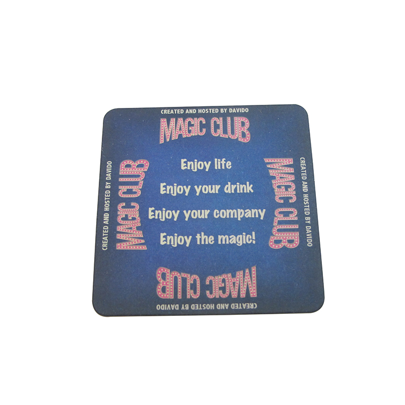 Blue High Quality Magic Club Logo Printing Paper Coaster Customized Wholesale Cheap Paper Cup Pads